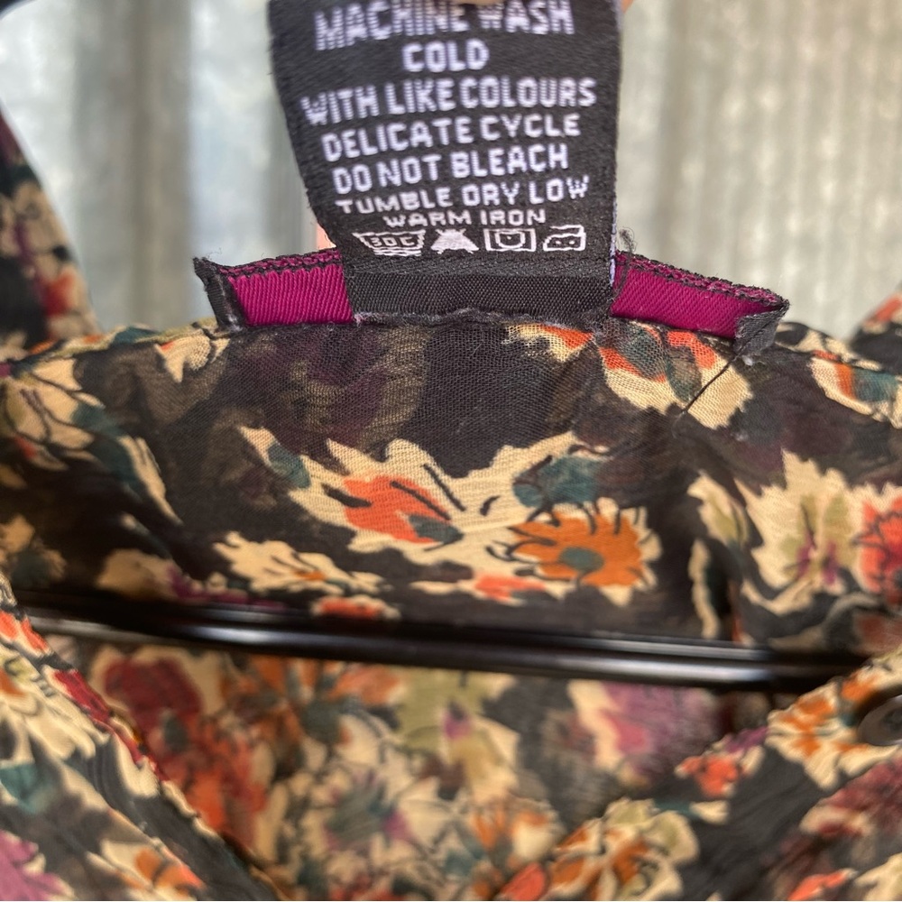 VTG Y2K 579 Multicolor Floral Chiffon Button Down Blouse Size Medium - Picture 5 of 5